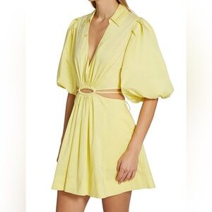 Jonathan Simkhai Yellow Puff Sleeve Mini Dress